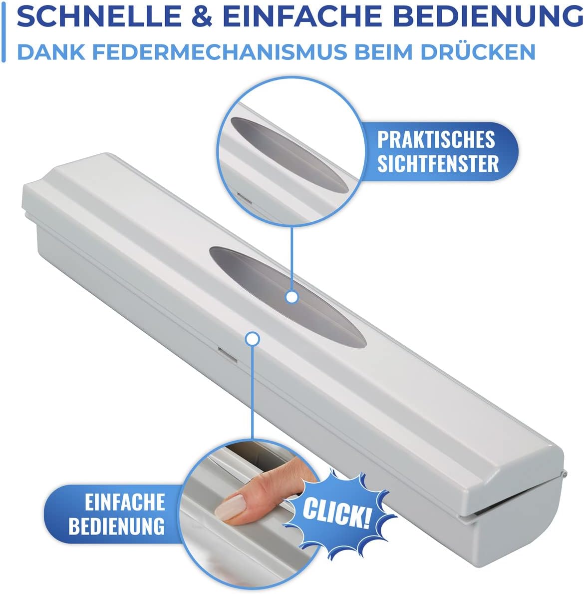 WENKO Perfect Cutter L Light Grey Set of 2 Foil Dispenser - Aluminium Foil & Cling Film Cutter - Gray