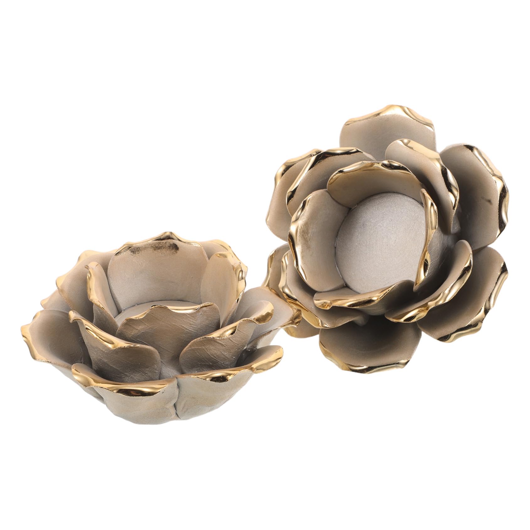 Cabilock 2stücke Roségoldene Keramik-teelichthalter in Blumenform Hochzeitstischdeko oder Heimaccessoire mit Glasierter Oberfläche für Eleganten Look