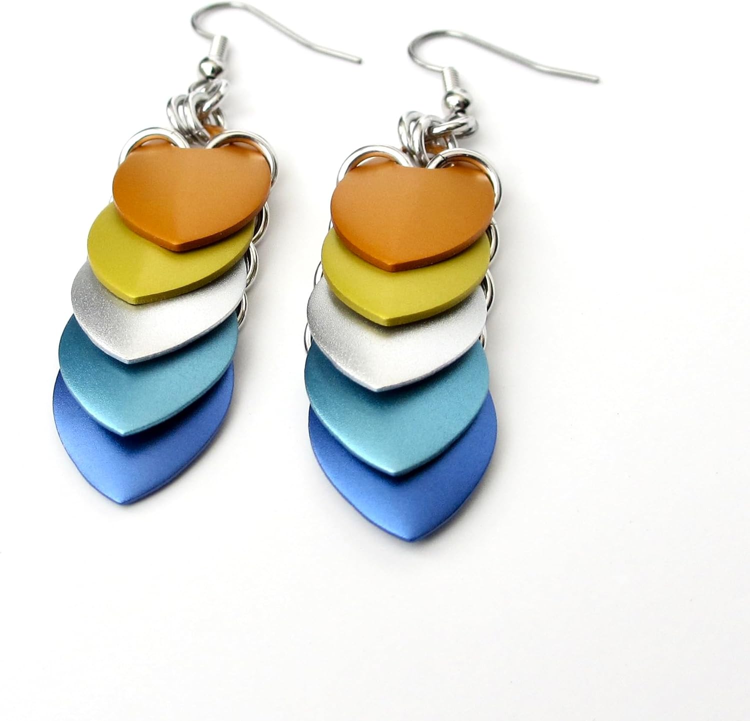 Aroace pride earrings, handmade LGBTQIA chainmail dragon scales jewelry