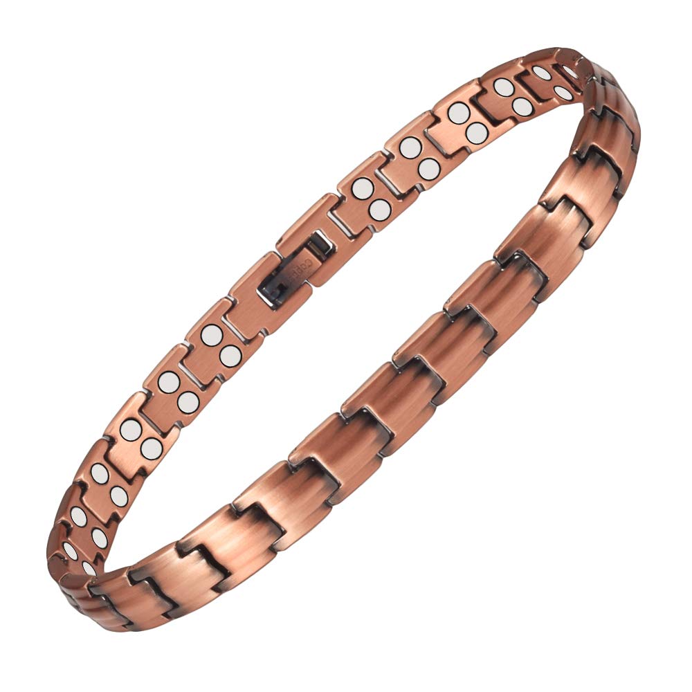EnerMagiXCopper Anklet Bracelet for Women, 99% Pure Copper Adjustable Double Row Magnets Anklet, Copper Jewelry Gift (0001W)