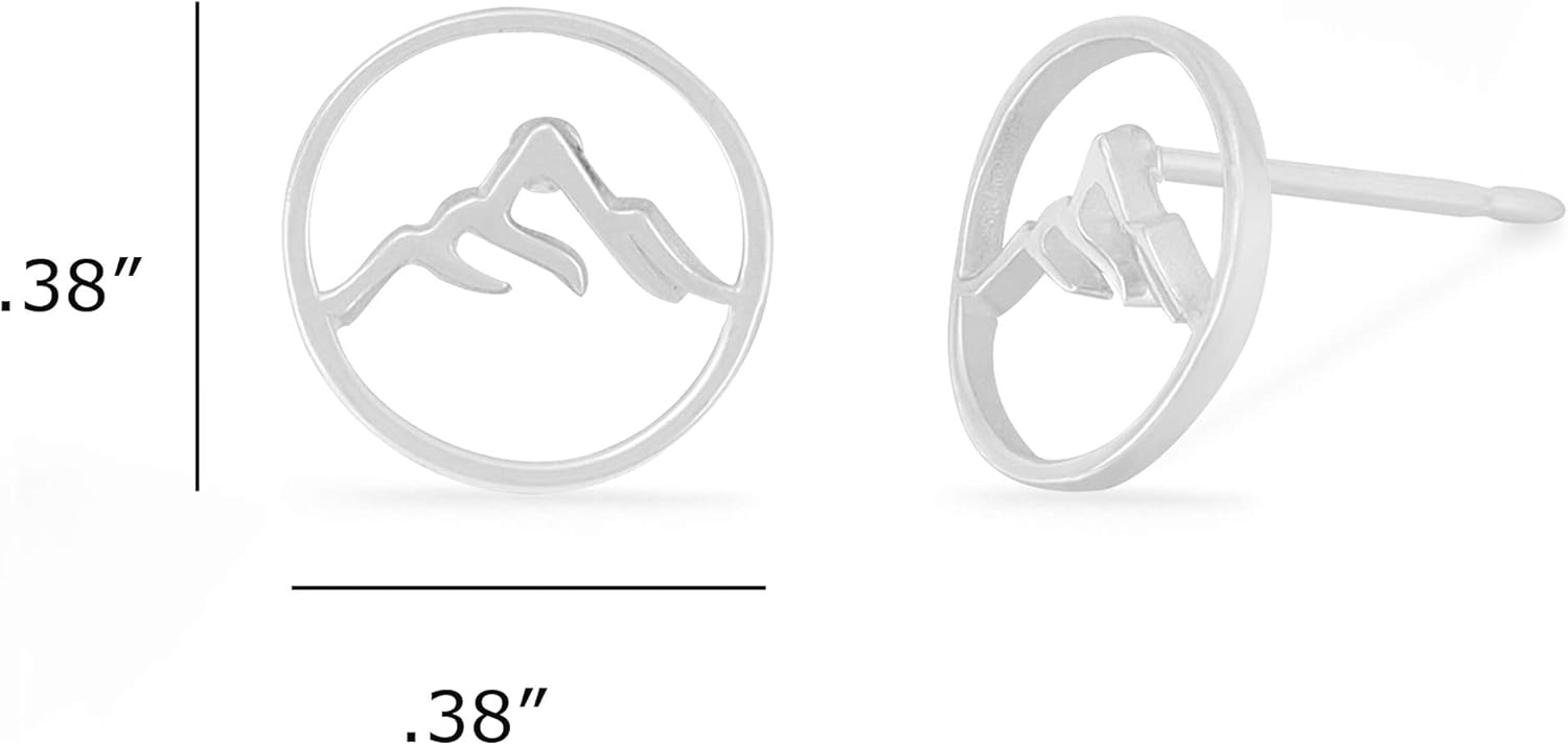 Boma Jewelry Sterling Silver Circle Mountain Peak Stud Earrings
