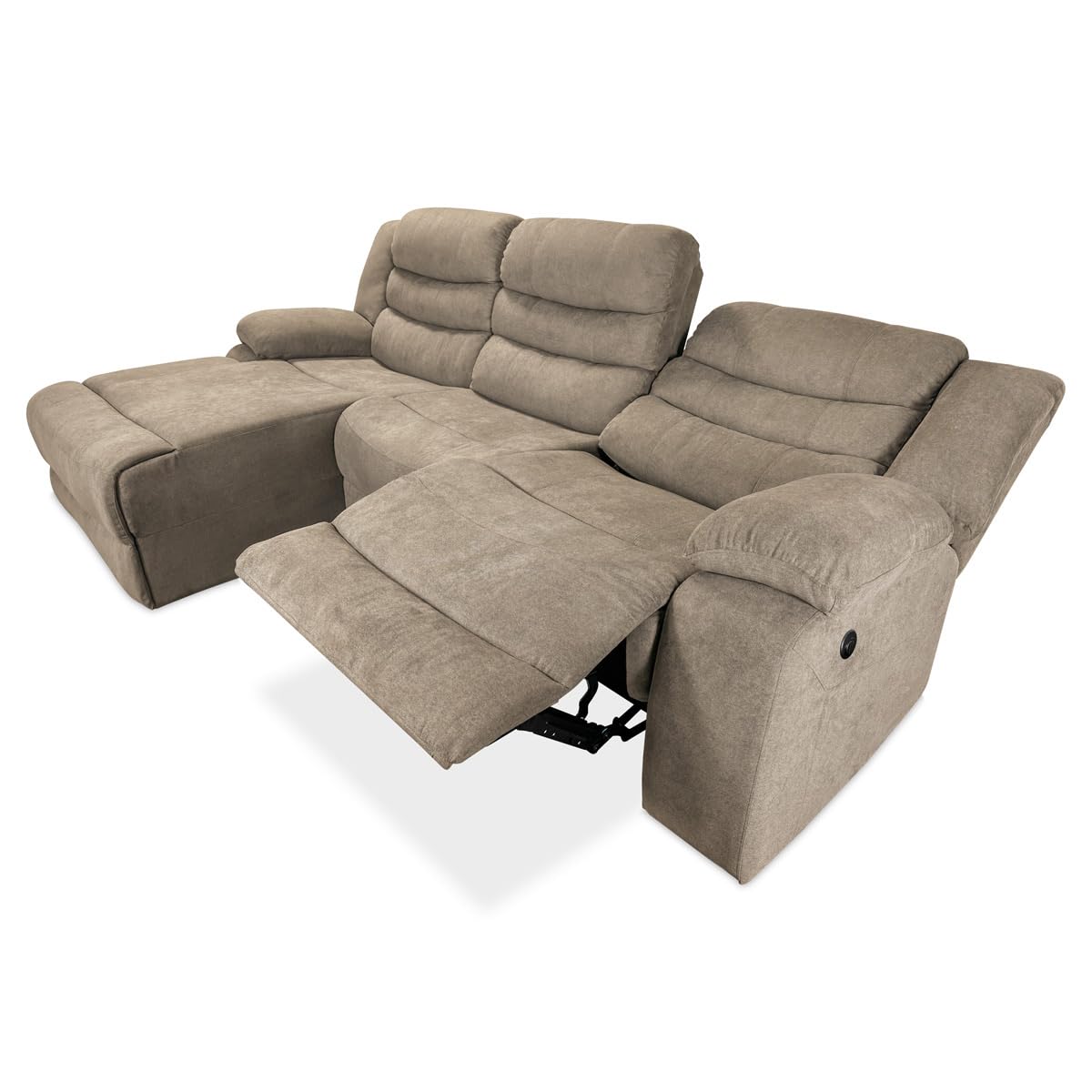 amuéblate online Sofá Chaise Longue con Función Relax, Modelo Quena con Reclinación de Respaldo y Resposapiés, Madera, Beige, 268 cm (Ancho) x 102,5 cm (Alto) x 159 cm (Fondo)