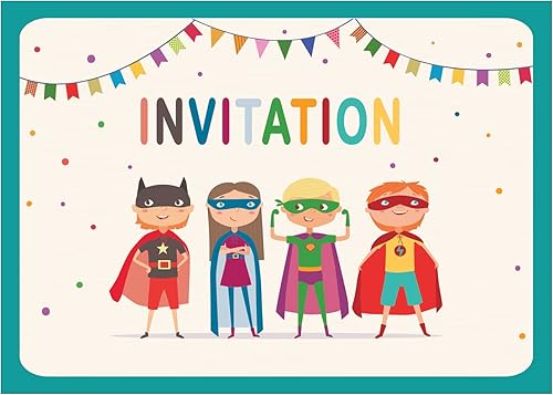 20 invitaciones de superhéroes para niños o niñas de cumpleaños hechas de papel reciclado