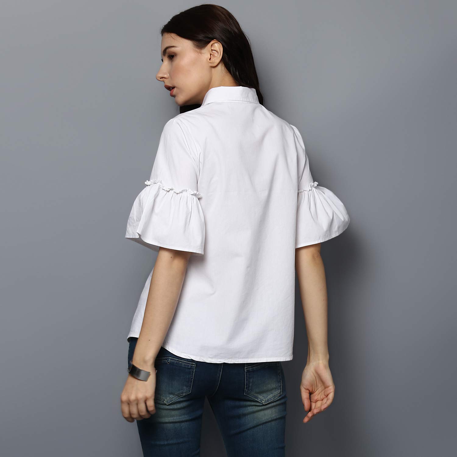 StyleStone White Cotton Bell Sleeve Top 1
