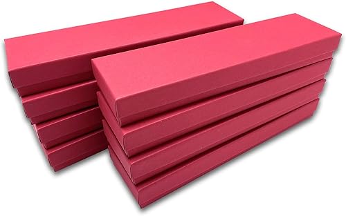 Miniatura 8 de TheDisplayGuys - Paquete de 100 cajas de regalo de papel de cartón relleno de algodón #82, color rojo mate (8 x 2 x 1 pulgadas), metal, papel de