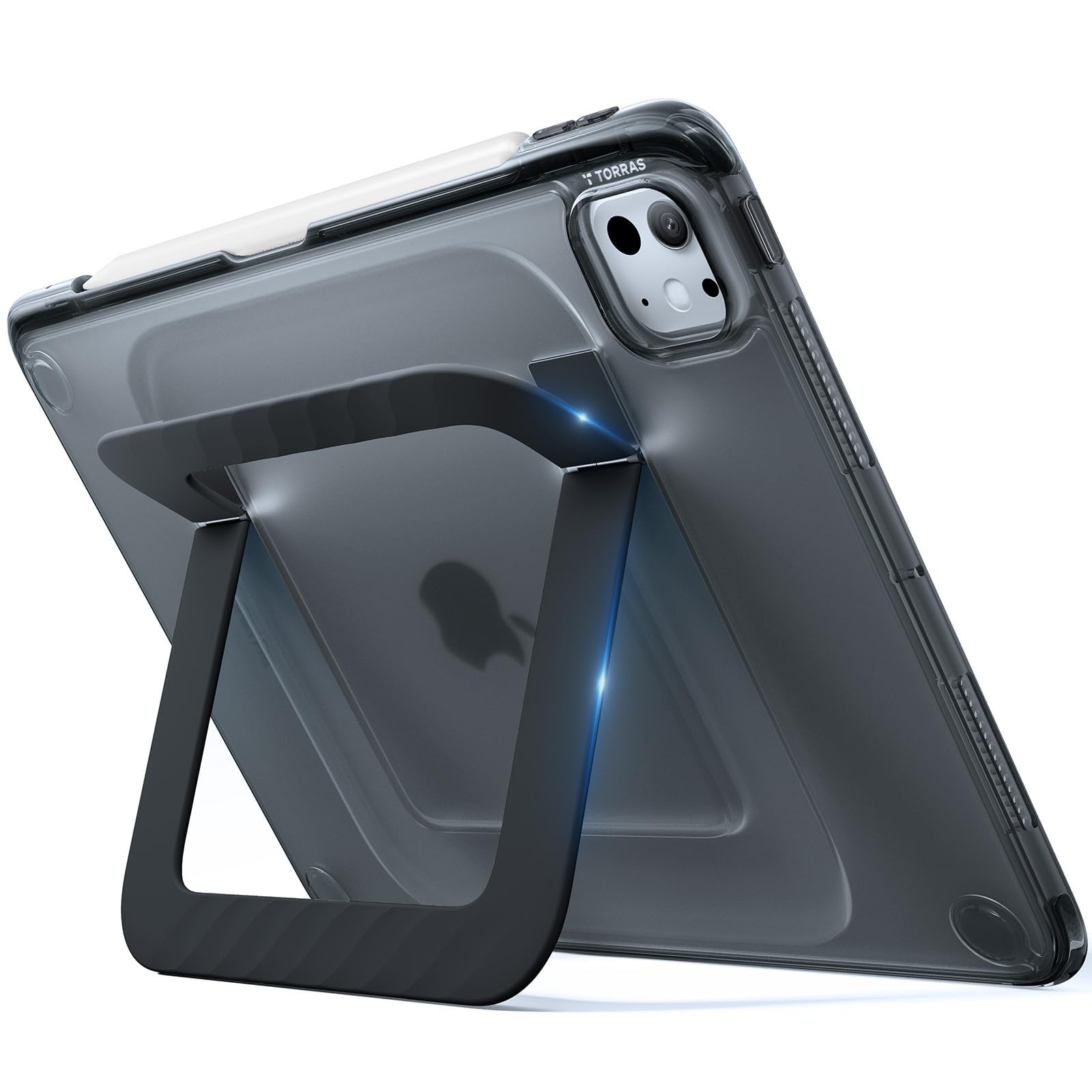 TORRAS Ostand K3 Hülle für iPad Pro 11 Zoll Hülle M5 (2025) / M4 (2024), Verstellbare Blickwinkel, Ultra-Stabiler Ständer, Stoßfeste Schutzhülle im Slim-Design mit Stifthalter, Schwarz