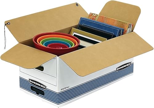 Miniatura 2 de Caja de almacenamiento de registros, extra resistencia, 500 libras, carta, cuerdabotón, plegado rápido FEL00704