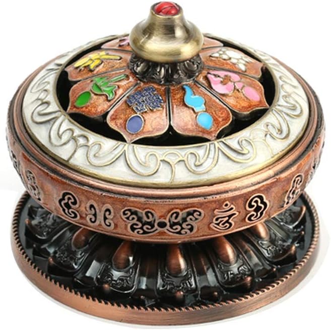 Tibetan Incense Burner, Incense Burner Holder, Incense Tower Stick Cone Coil Holder for Stick/Coil/Cone/Tower/Powder Incense - SMALL Size for Yoga, Meditation, Home Decoration, Ornaments (Copper)