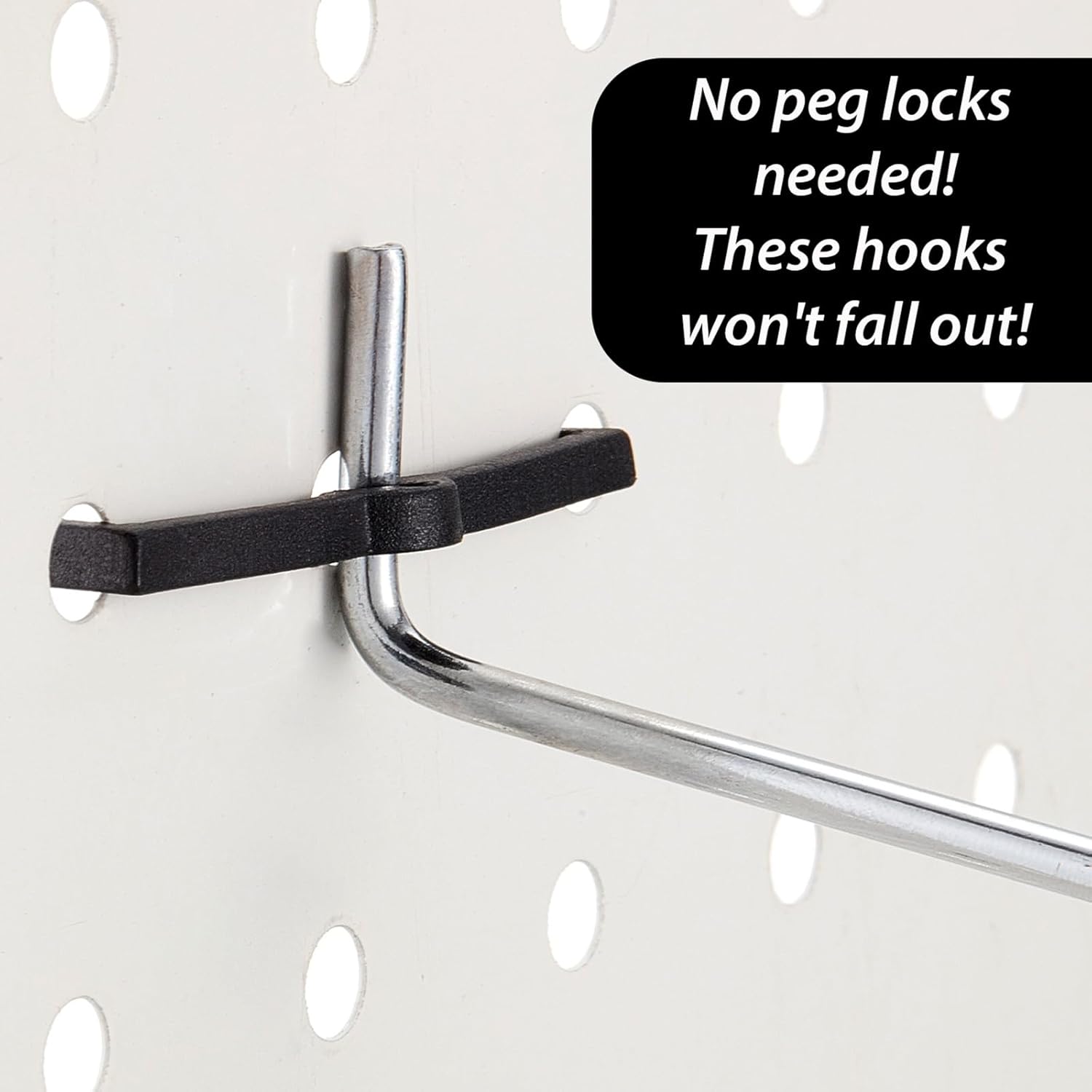 Mudder Pegboard Clips Hook Locks Black Plastic Peg Locks Pegboard Hook Retainers Display Organizer Peg Board Retainers Fit 1/4 Inch and 1/8 Inch Pegboards(300 Pieces)