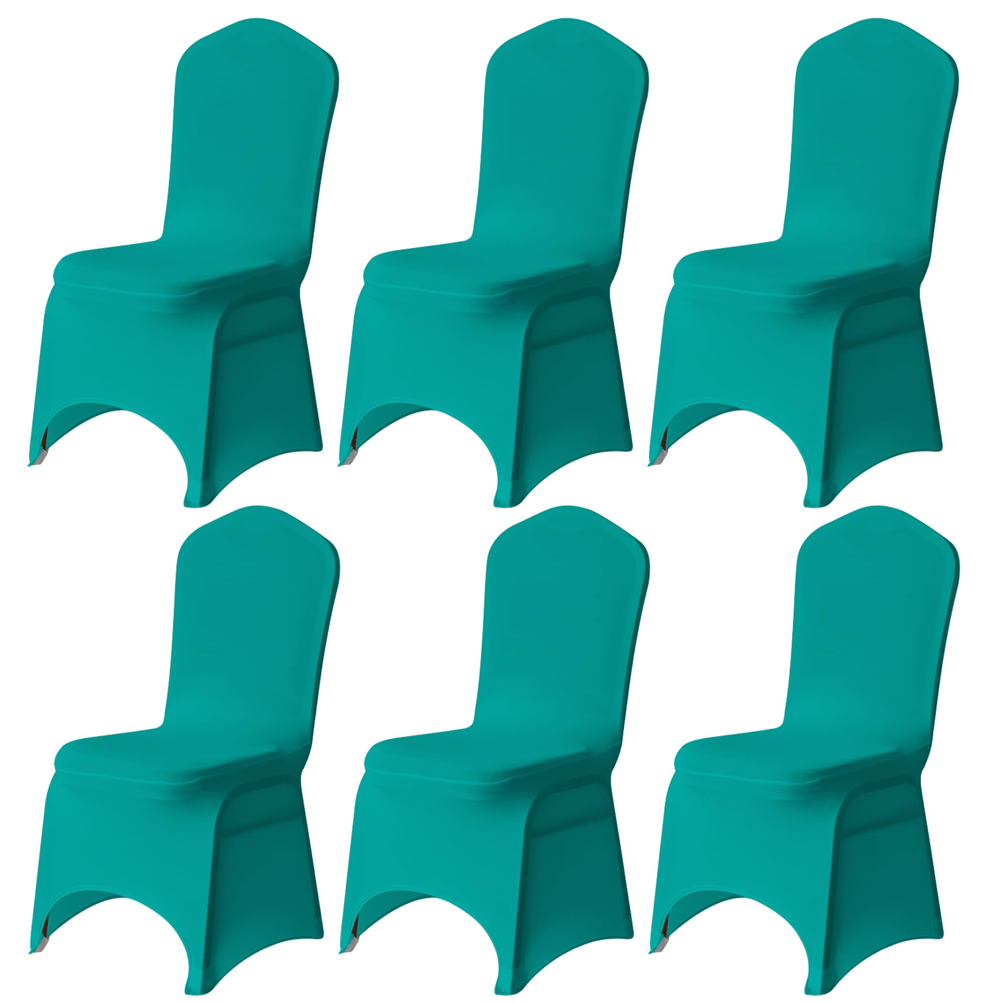 Trimming Shop 6pcs Turquoise Wedding Chair Covers Stretch Slipcovers โ image 1