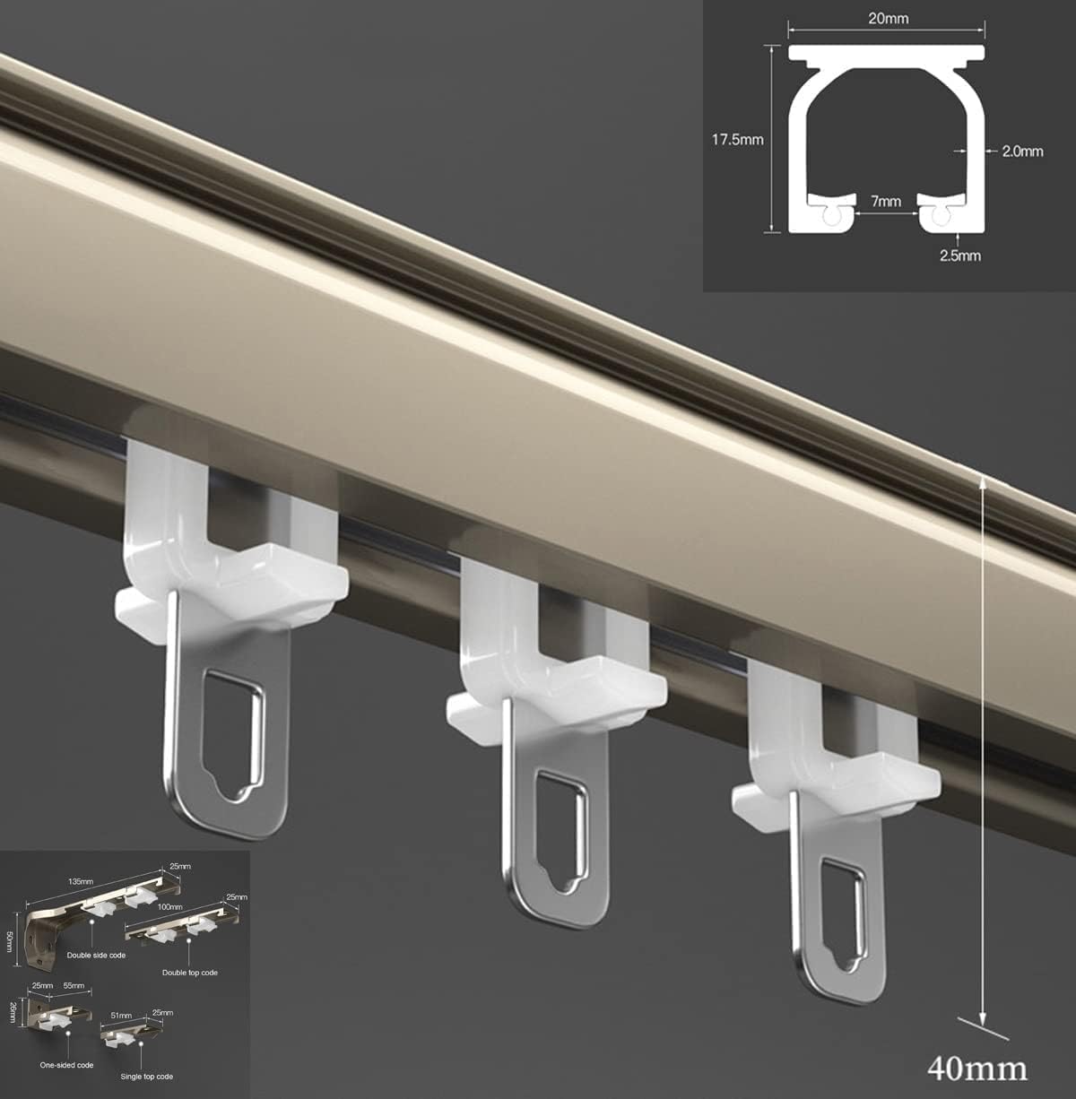 Kit binario per tenda da soffitto in alluminio per tenda scorrevole per divisorio o privacy in ufficio