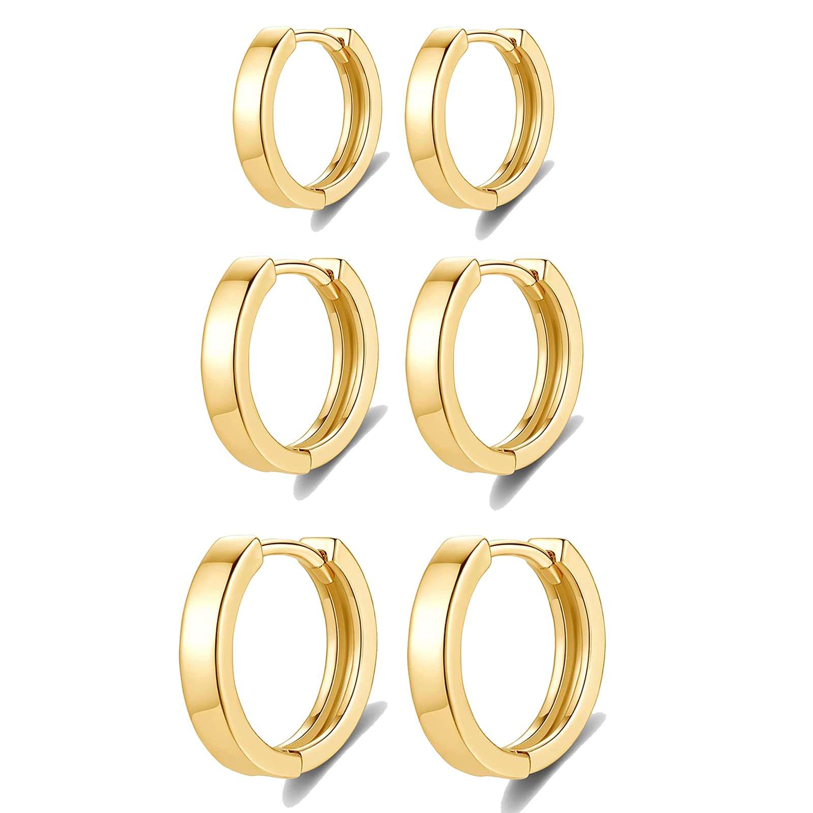 SNORSOHoop Earrings Silver 925, 925 Sterling Silver Hoop Earrings Set for Women, Silver Small Sleeping Hoop Earrings, Unisex Hoop Earrings as a Gift for Christmas, 12 mm, Sterling Silver