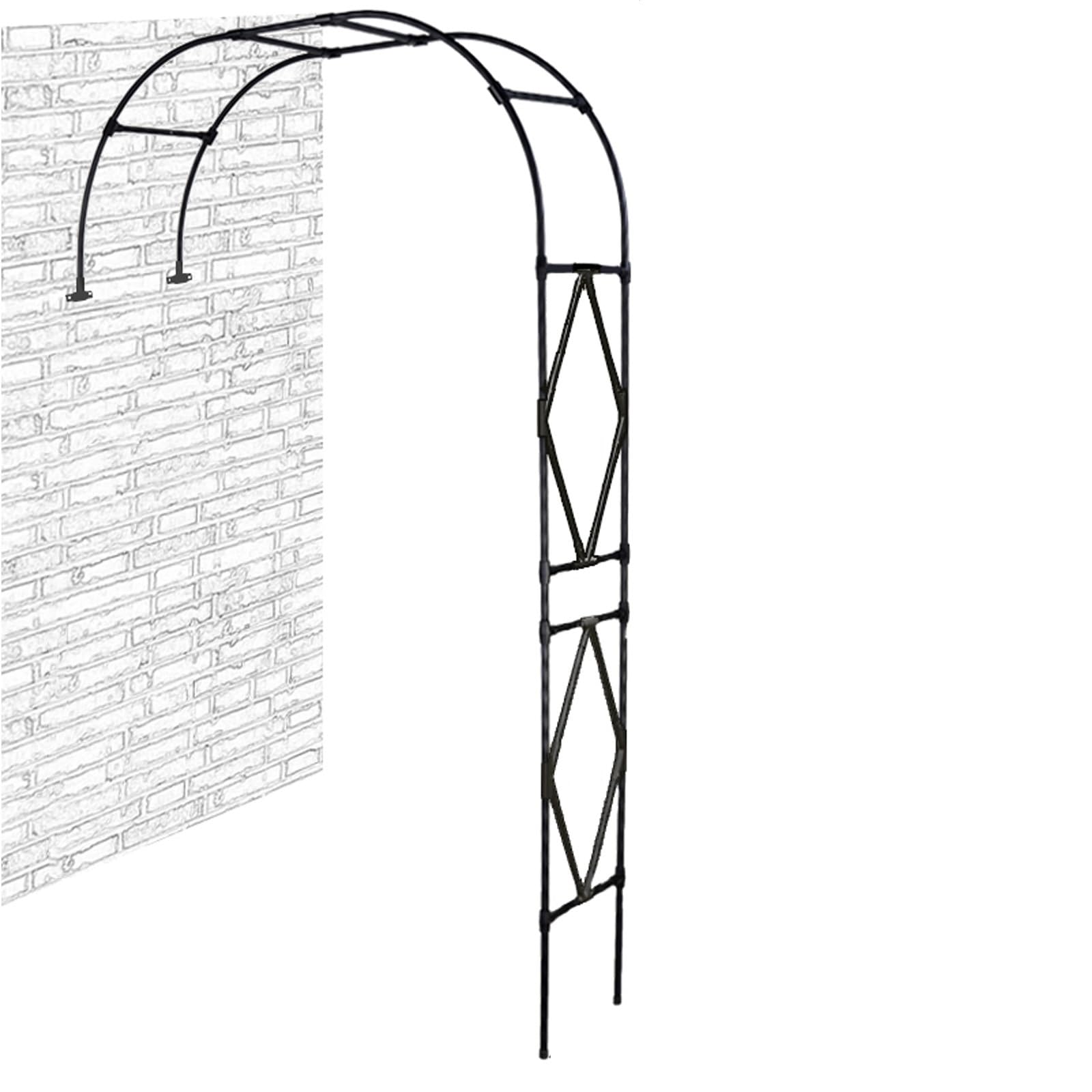 Cenador de terraza negro de 2,1 x 2,4 m con enrejado de jardín resistente