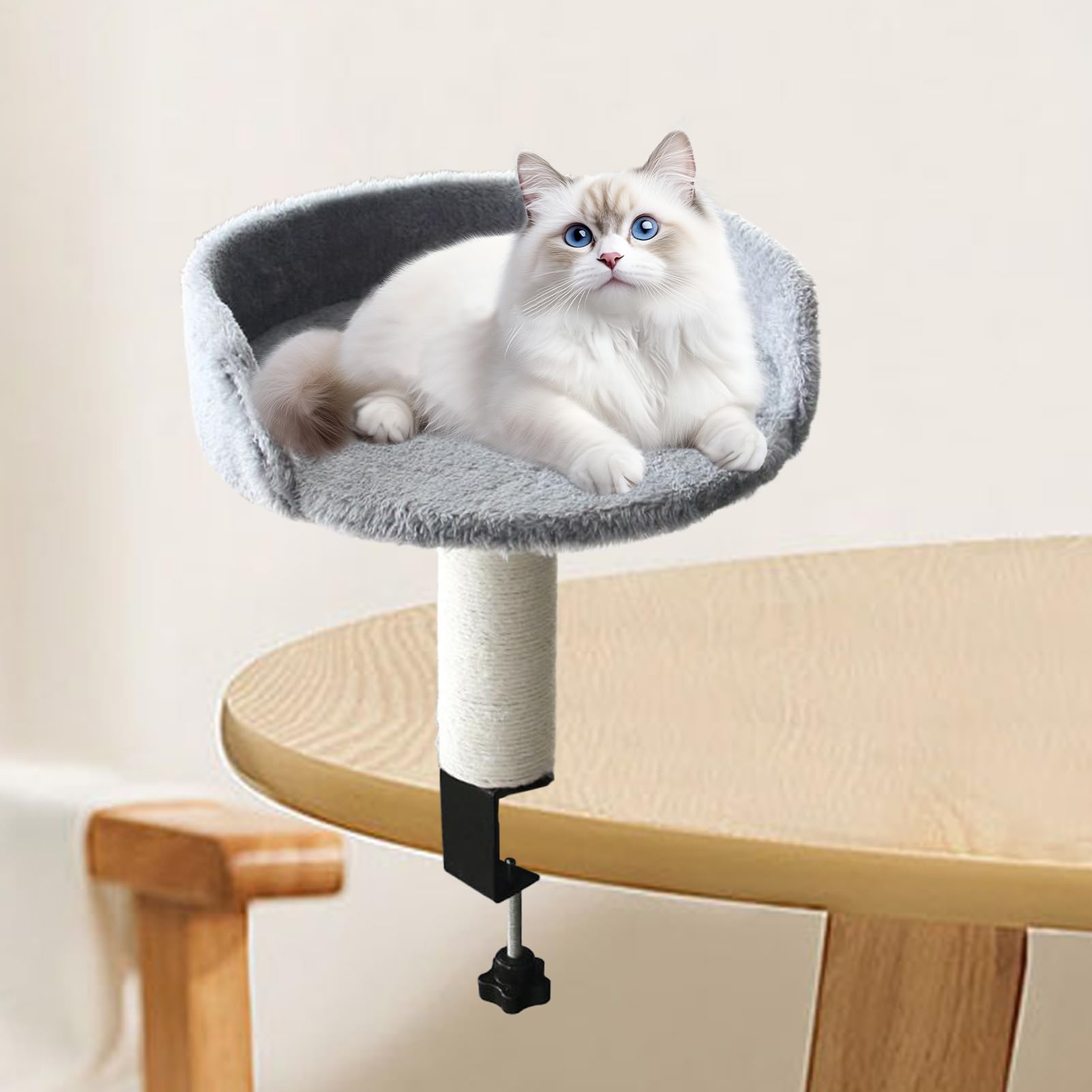 Cash De Chat De Bureau Amovible - Panier Suspendu Confortable Et Doux Pour Chats - Amovible Et Lavable - Support Stable Facile À Installer Sur Bureau, Table ou Fenêtre - Zone De Repos Sicu