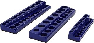 Xuyuw Juego de organizadores magnéticos de 3 piezas, color azul, construcción de plástico con marcas transparentes, fuerte sujeción magnética para una organización segura de herramientas