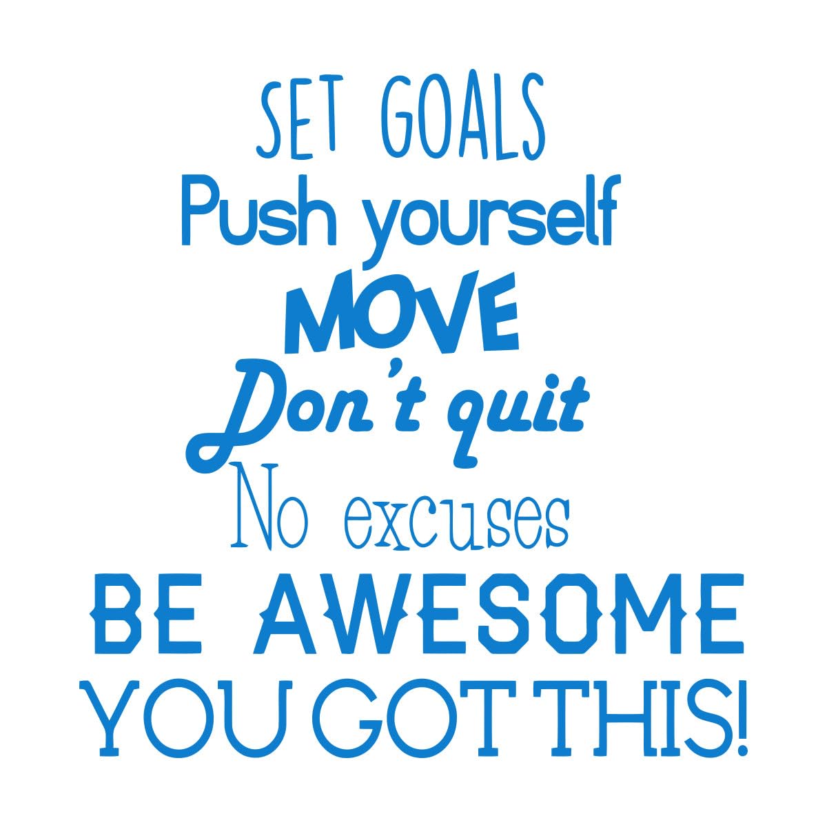 Set Goals Phrase Wall Decal Teen Room Home Decor Inspirational Quotes Vinyl School Classroom Office Interior Wall Stickers Extra Large - 70x70cm