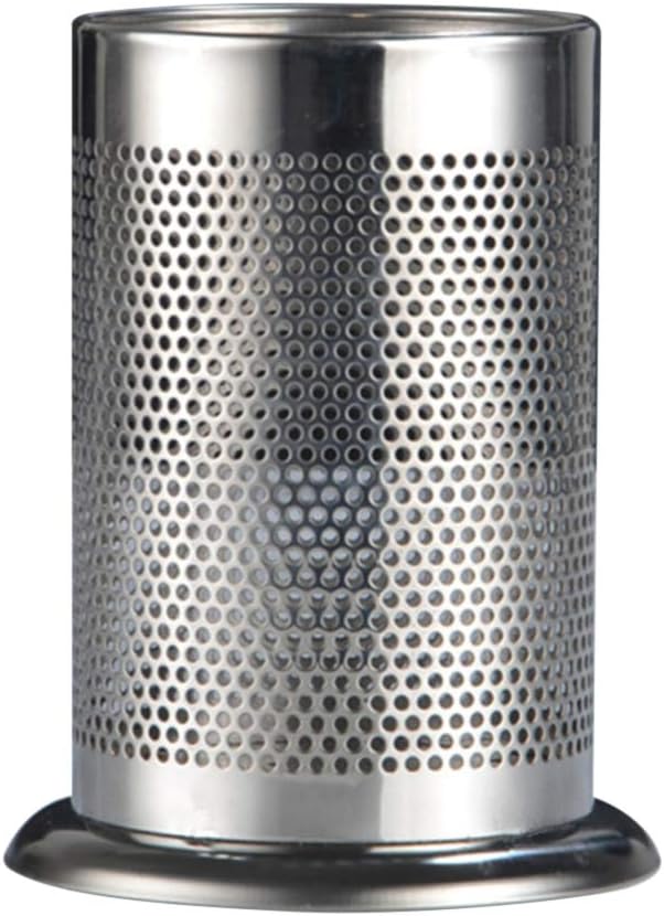 Kichvoe Stainless Steel Utensil Holder with Drain Holes for Kitchen Countertop Flatware Organizer Chopstick Tube Easy Clean 5.9X5.9X6.7 Inch