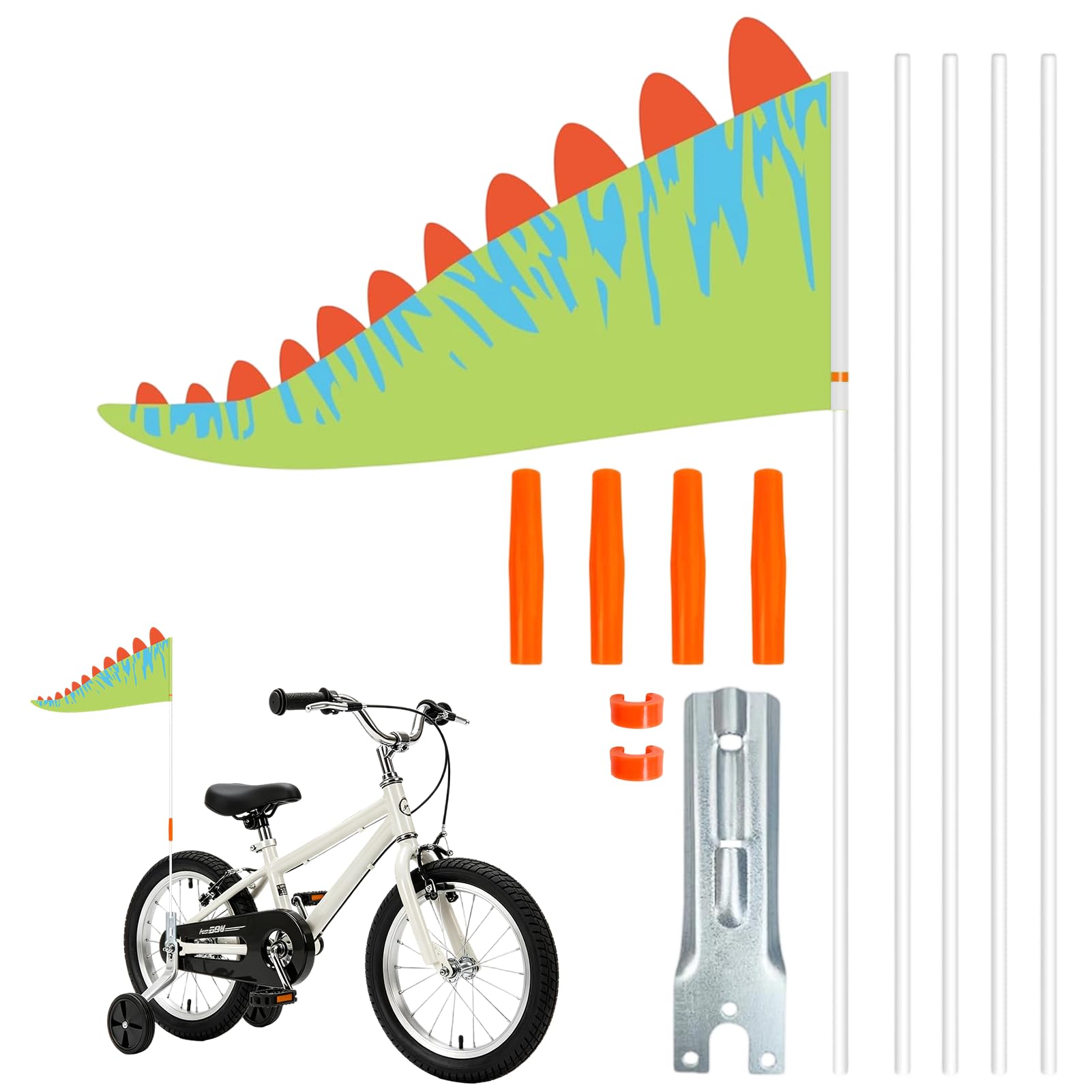 OKINAYO Fahrradfahne für Kinder, Fahrradwimpel, Sicherheitswimpel, mit Wimpelstange & Buntem Fahrradzubehör, Verstellbare, Fahrradflagge, Fahrrad für Kinderfahrrad, Roller Sport & Freizeit