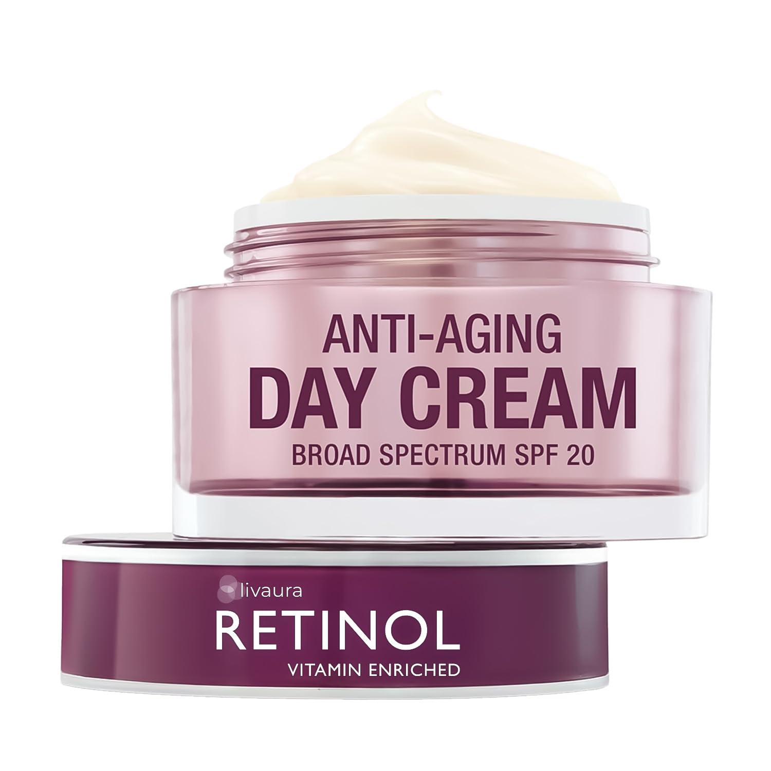 Livaura Retinol Day Cream SPF 20 – Protects against UVA/UVB rays, hydrates skin, and reduces the look of fine lines. Luxurious formula offers daily sun protection and anti-aging benefits.