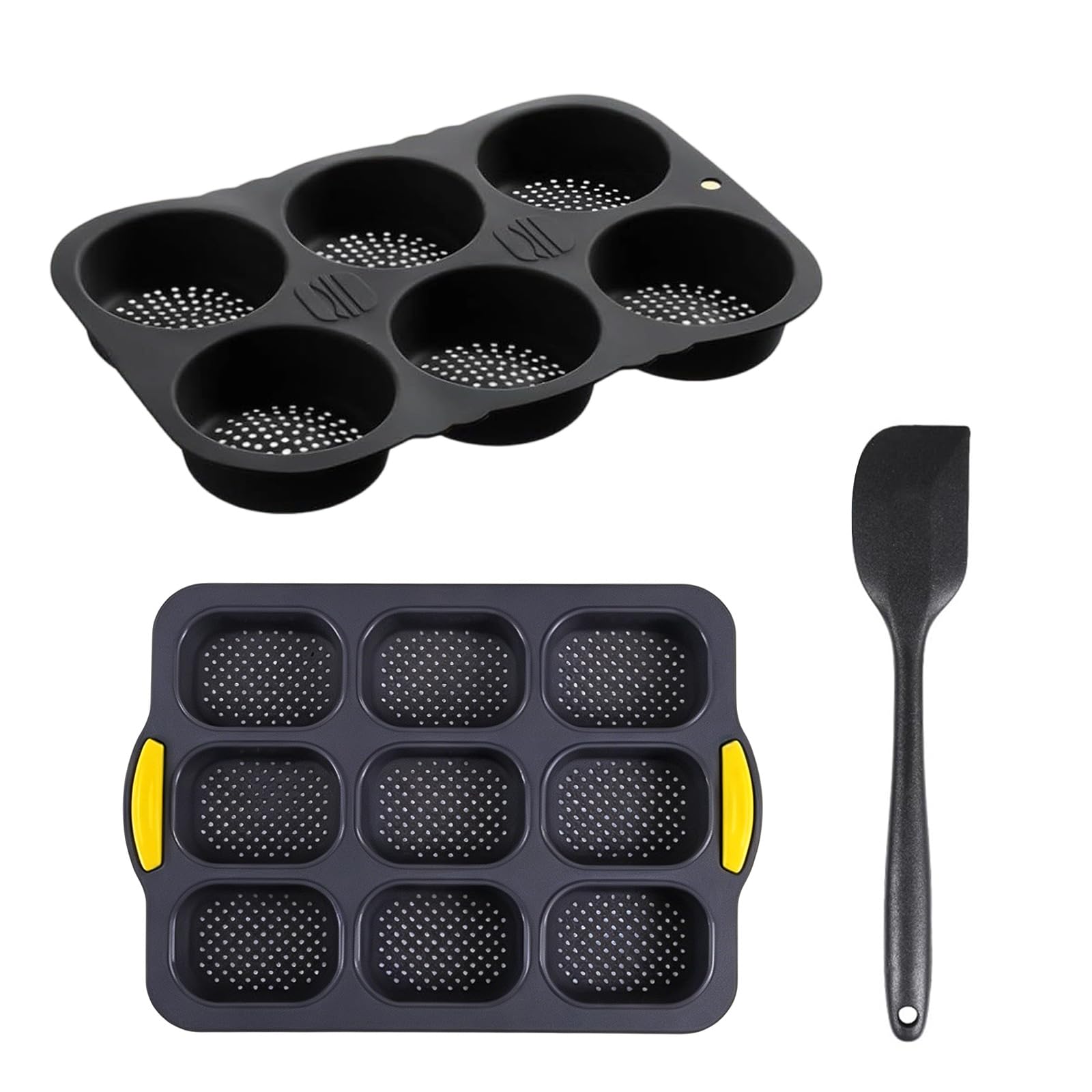 PANGBOER Professional Grades Silicone Bakewares Set with Multiple Cavities Bread Baking Set for Various Bread Shape and Size Simple Baking Tray