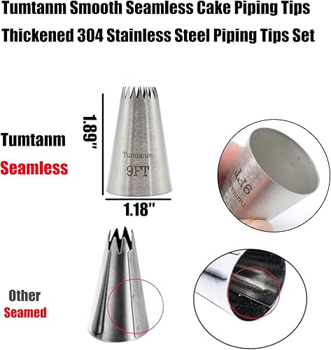 Miniatura 2 de Puntas de tuberías grandes herramientas de decoración de pasteles, paquete de 5 boquillas de tuberías para tartas - Herramienta de boquilla de