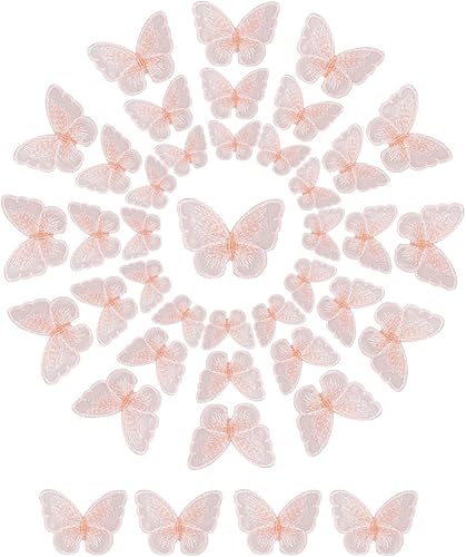 Miniatura 1 de 60 piezas de 3 tamaños de bordado de hadas con apliques de mariposa para coser en tul, parche de encaje de mariposa para velo de boda, diadema,