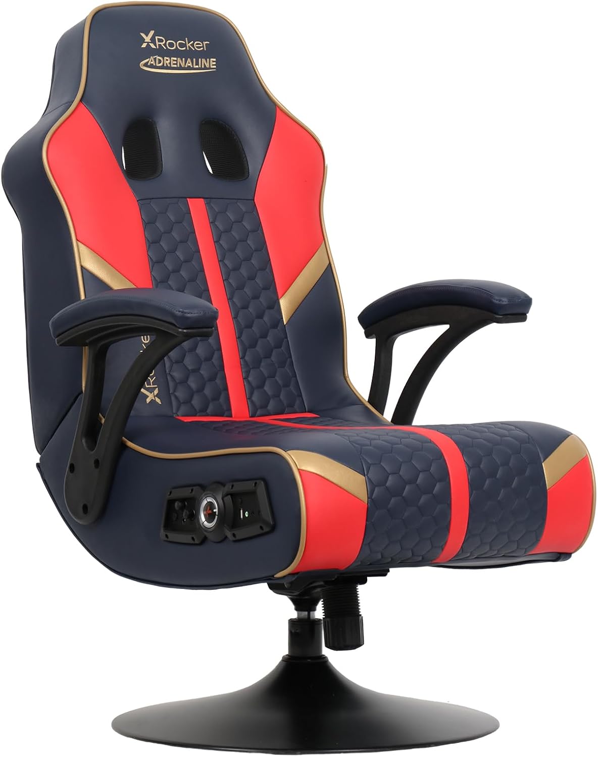 X Rocker Adrenaline Pedestal PC Gaming Chair, Integrated Audio, Subwoofer and Sound-Reactive Vibration Experience, Swivel, 5112201, 34.2