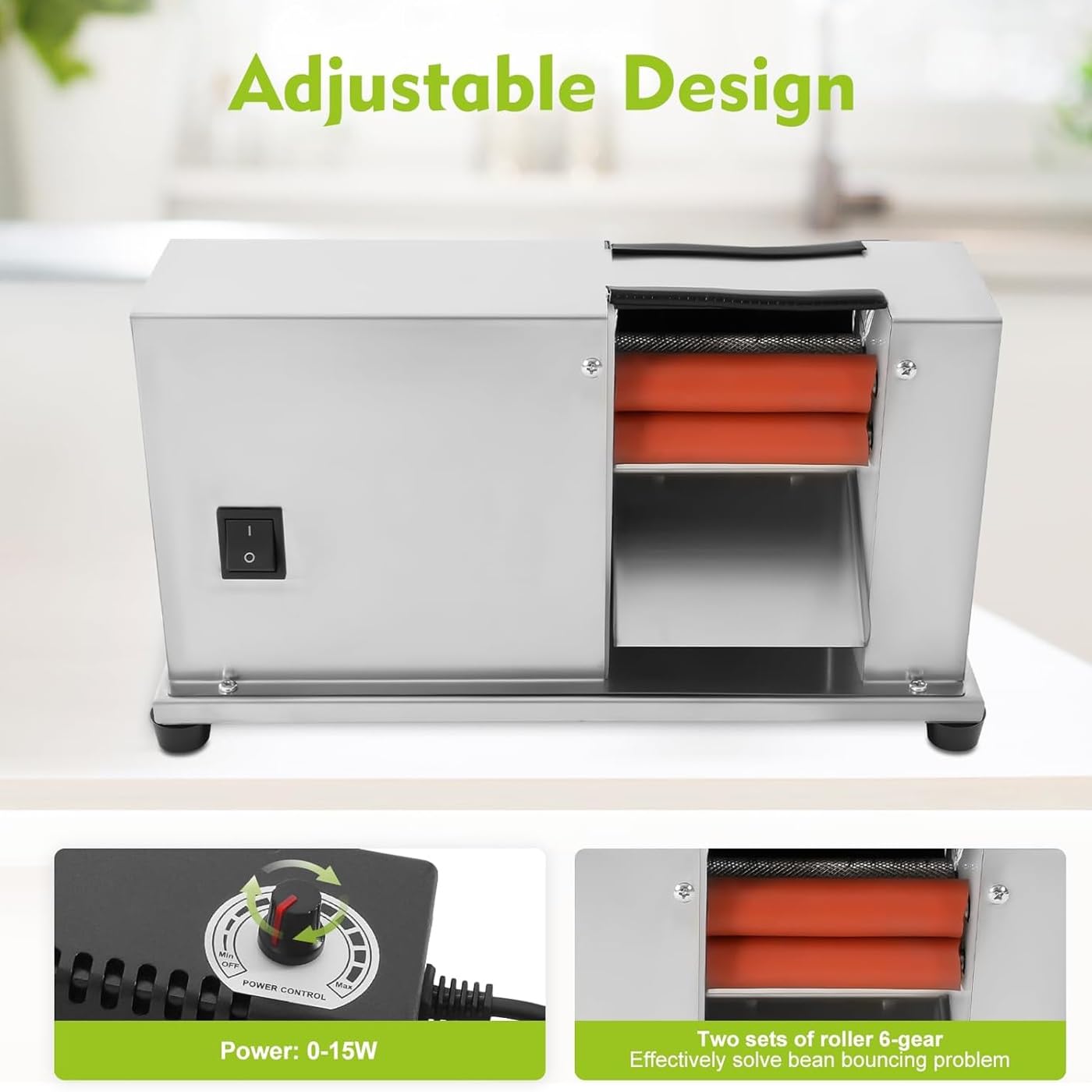 Peladora eléctrica de guisantes, descascaradora semiautomática con potencia ajustable y motor de cobre silencioso para un descascarado eficiente de guisantes, edamame y soja
