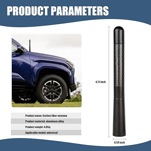 Miniatura 2 de 1 antena de automóvil de 4.7 pulgadas, repuesto de antena corta de fibra de carbono con acabado pulido, antena de señal de recepción de radio AMFM