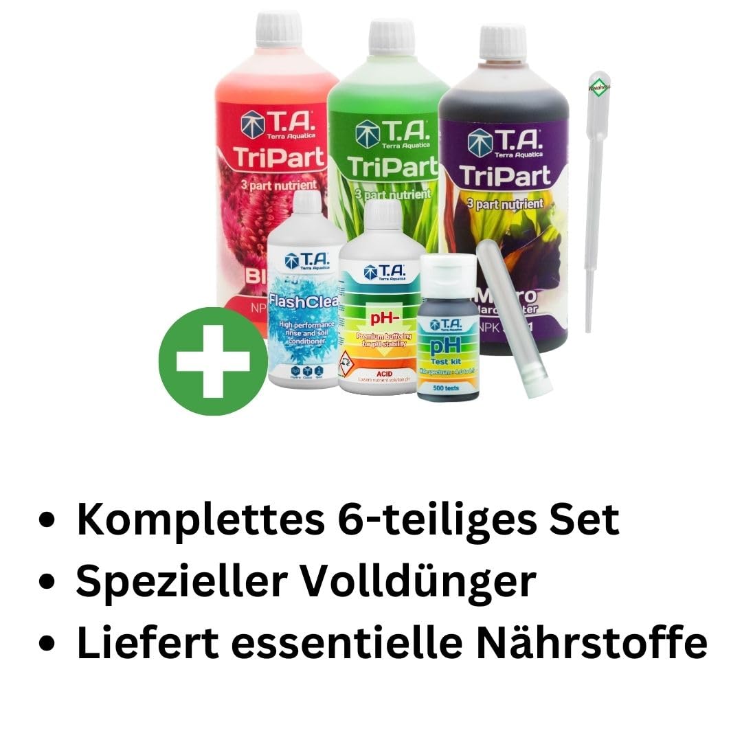 GHE Fertiliser Tripak Flora Starter Set Advanced 4-częściowy - Uprawa pomidorów Naturalny nawóz NPK Storczyki Palmy Ekologiczne Warzywa Bonsai Organiczny (Zestaw profesjonalny)