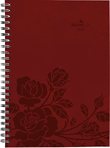 Weekly Planner Nature Line Flower 2024 - Pocket Calendar A5 - 1 Week 2 Pages - Ring Binding - 128 Pages - Environmental Calendar - with Hardcover - Alpha Edition