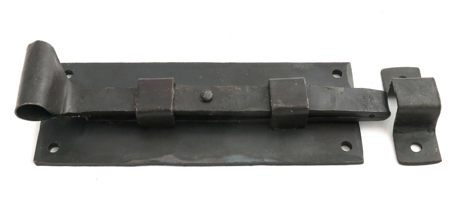 Castelion® 6" Hand Forged Black Wrought Iron Fishtail Straight Door Bolt