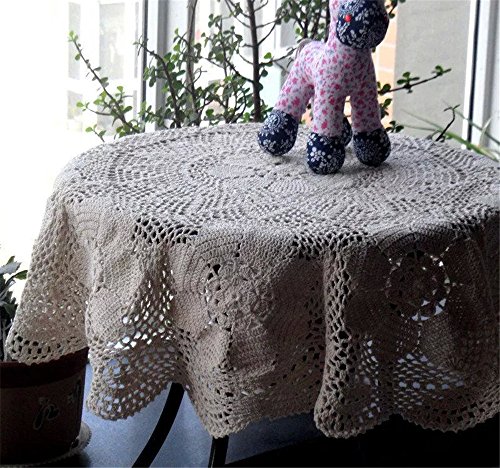 Newrara Vintage Crocheted Lace Tablecloths Handmade Tablecloths Round Table Cover (Diameter: 43.3 Inch) #TOP1