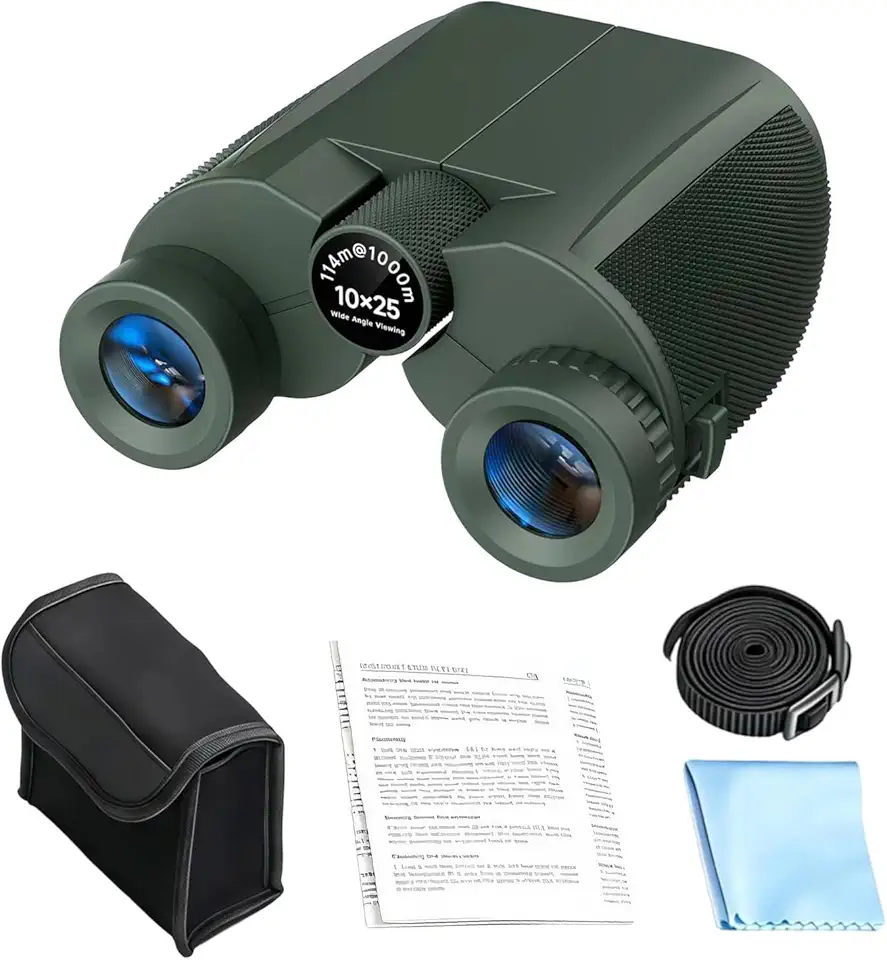 Binóculos para Observação de Aves | 10x25 Fácil e À Prova de Água,Binóculos de Viagem Compactos - para Navegadores, Caminhantes, Fãs de Desporto, Campistas, Fotógrafos, Atividades ao Ar
