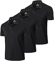 Gaiatiger Men's Moisture Wicking Dry Fit Polo Shirt - Performance Athletic Golf Short Sleeve V-Neck 1/3 Pack