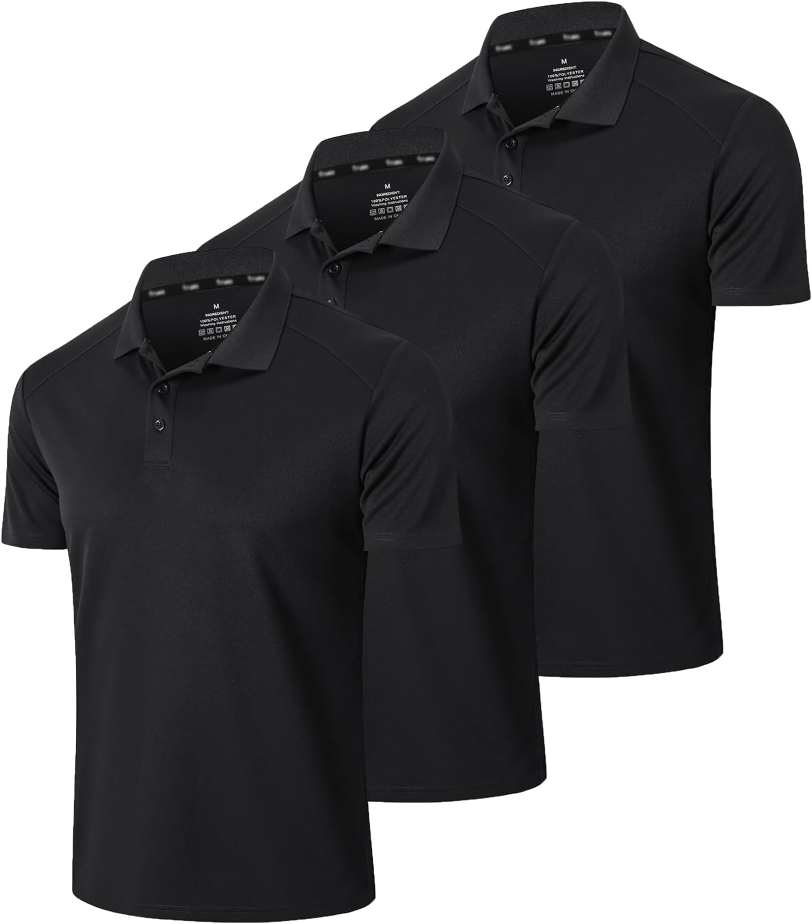 Men’s 1/3 Pack Polo Shirt Moisture Wicking Dry Fit Performance Athletic Short Sleeve Golf Shirt