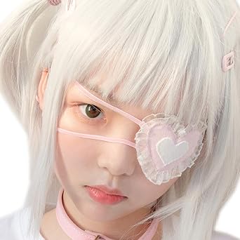 YOMORIO Anime Cosplay Eye Mask Lolita Cute Japanese Costume Accessories Kawaii Lace Blindfold Pink Pink