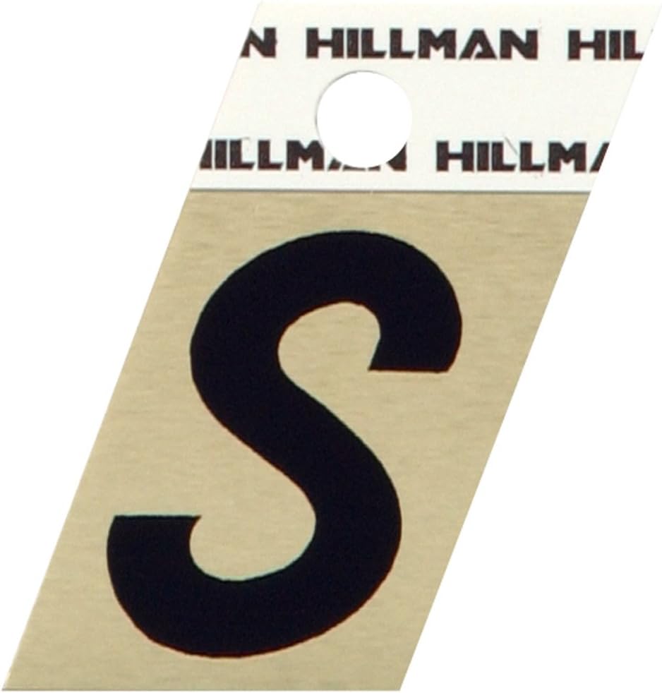 Hillman Adhesive Angle-Cut Letter S Black and Gold 1-1/2", 840530
