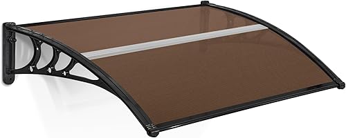 MCombo Toldo para ventana de 39 x 38.6 pulgadas, para exteriores, de policarbonato, hoja hueca para patio, puerta (hoja hueca transparentesoporte