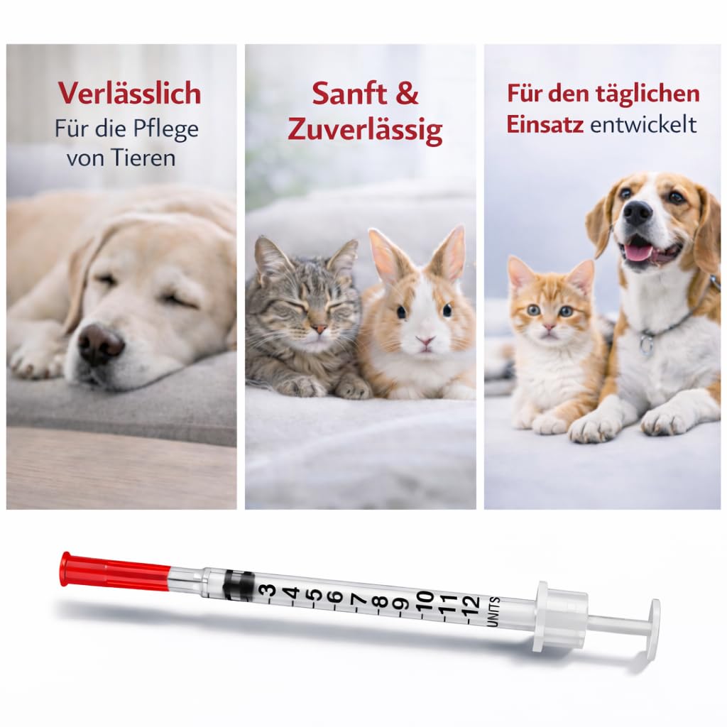 Lot de 100 tubes doseurs de précision U40 de 0,5 ml, 29 g x 1/2" (0,33 x 12,7 mm), emballés individuellement pour les soins des animaux et les applications de laboratoire