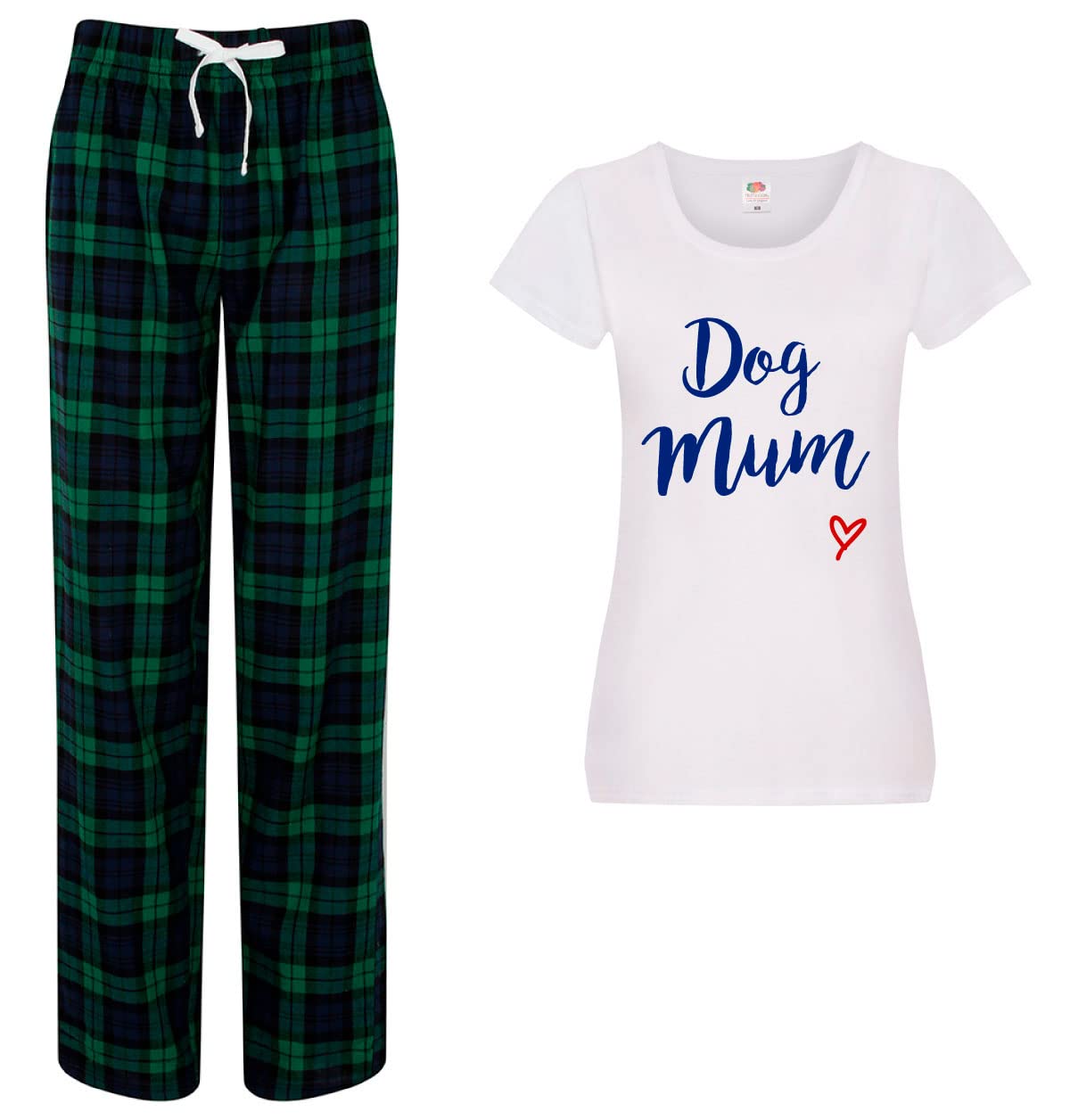 60 Second Makeover Limited Dog Mum Pyjamas For Women Dog Gifts For Women Pjs Ladies Trouser Pyjamas Sets Green Tartan Pet Pajamas Clothes Present Medium