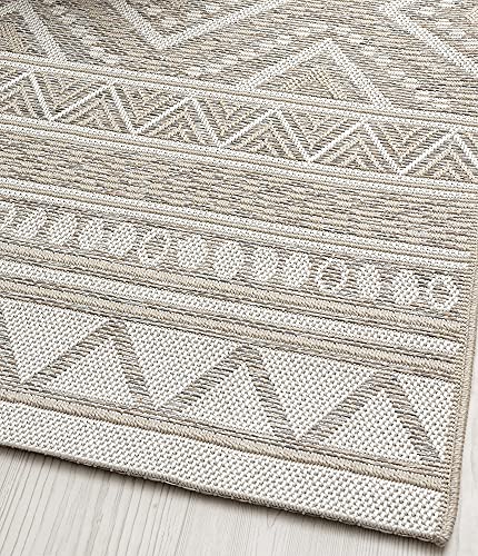 the carpet Calgary - moderner Teppich für Wohnzimmer & Esszimmer, Robustes, pflegeleichtes Flachgewebe im Vintage-Boho-Stil, ideal für Küche, Flur & Schlafzimmer, Beige, 160 x 220 cm