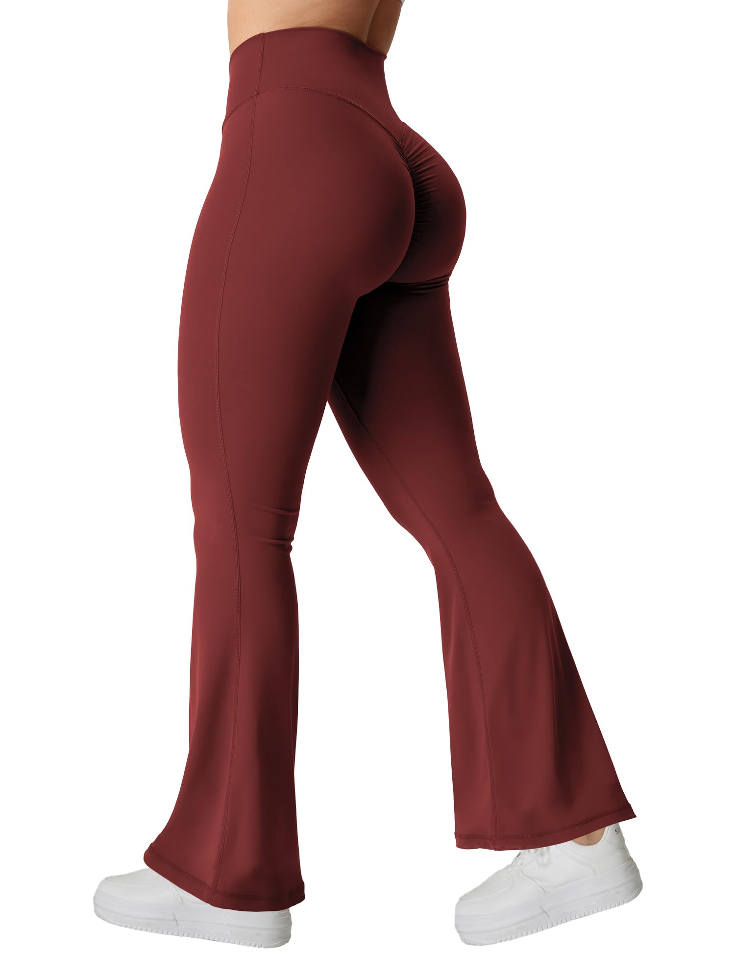 YEOREO Kalie Flare Scrunch Leggings for Women V Cross Waist Bell Bottom Yoga Pants Tummy Control Bootcut Workout Leggings