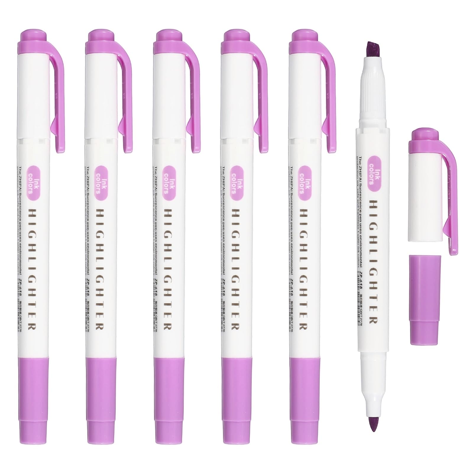 PATIKIL Highlighter Pen, 6 Pack Double Ended Highlighter Broad and Round Tips Marker Pens Studying Supplies for Office Home Daily Use, Bright Red