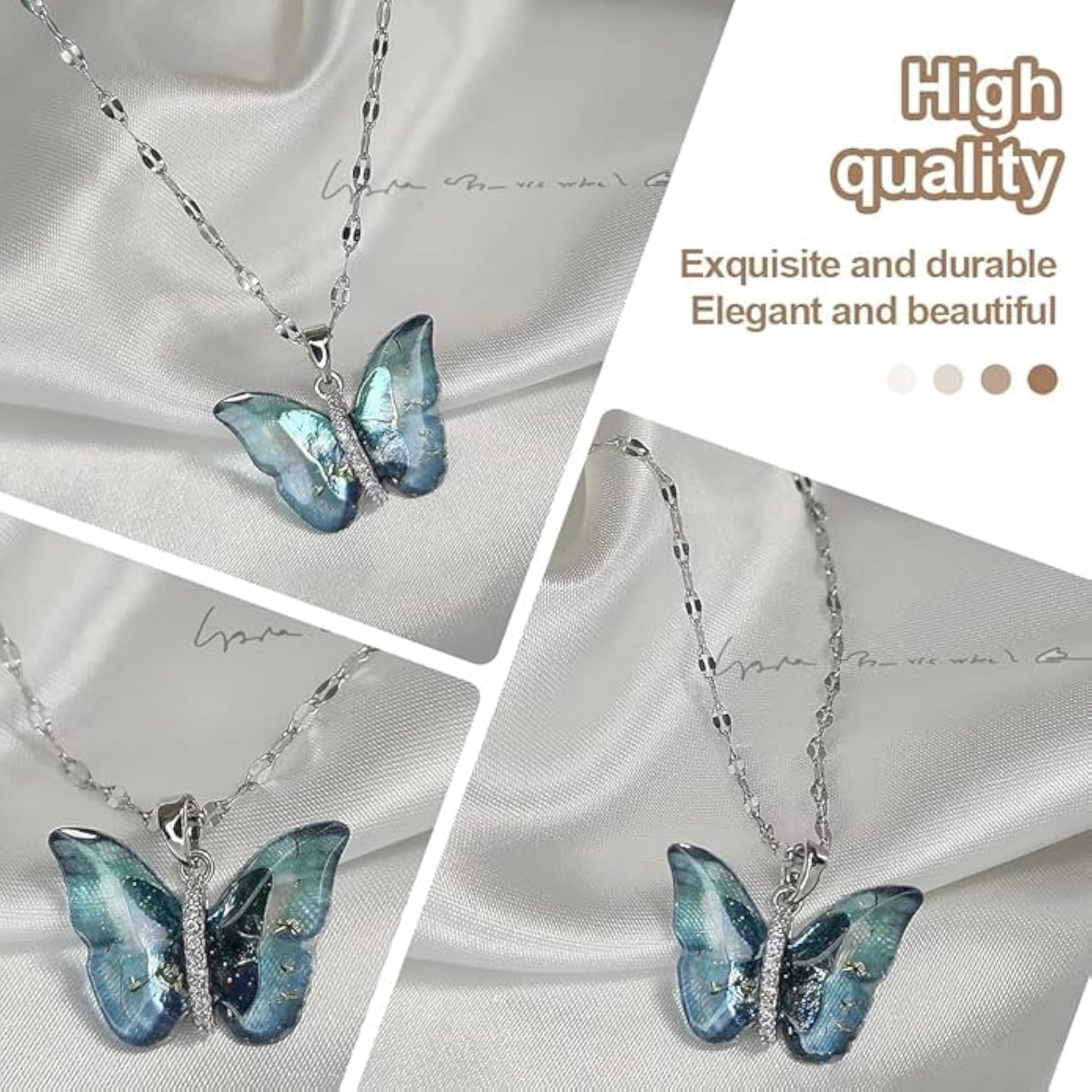 AD Diamond Winged Butterfly Pendant Necklace, Stylish