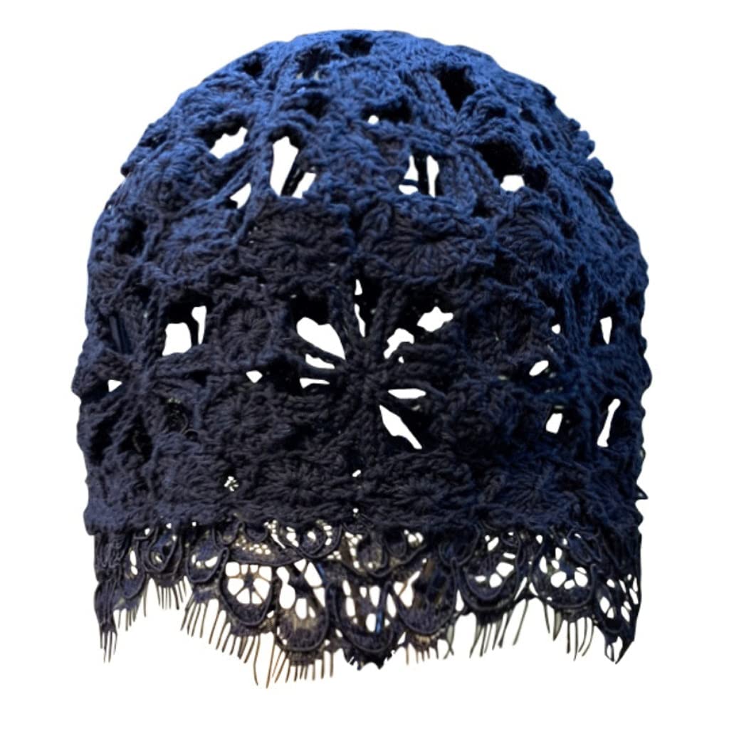 Women Hat Handmade Crochet Beanie Hat Ladies Lace Knitted Skullies Beanies Female Solid Beanies(A)