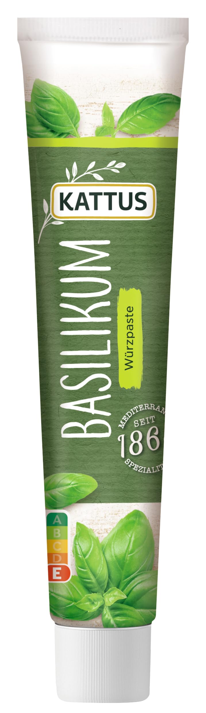 Kattus - Basilikumpaste | Ideal zum Zubereiten von Pesto | Mediterrane Kräuter-Würzpaste | 70 g in der wiederverschließbaren Tube