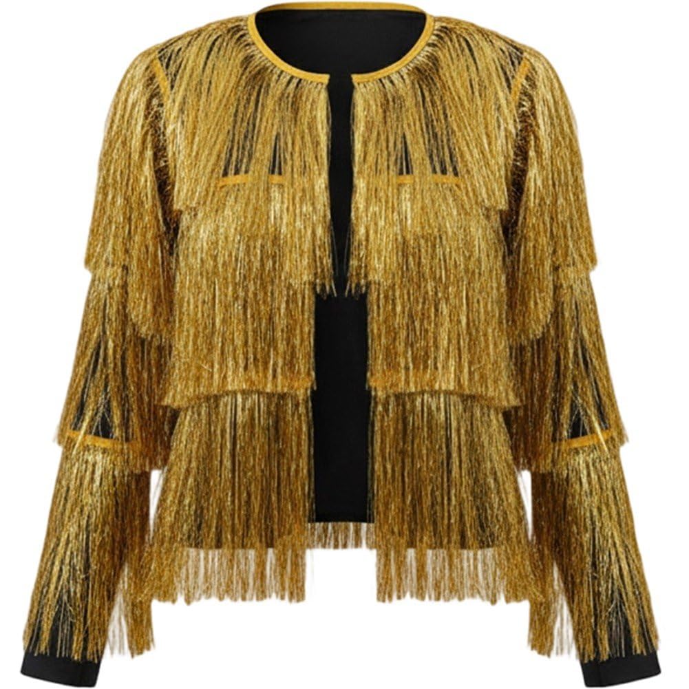 Manteau franges scintillantes hip-hop veste éclatante