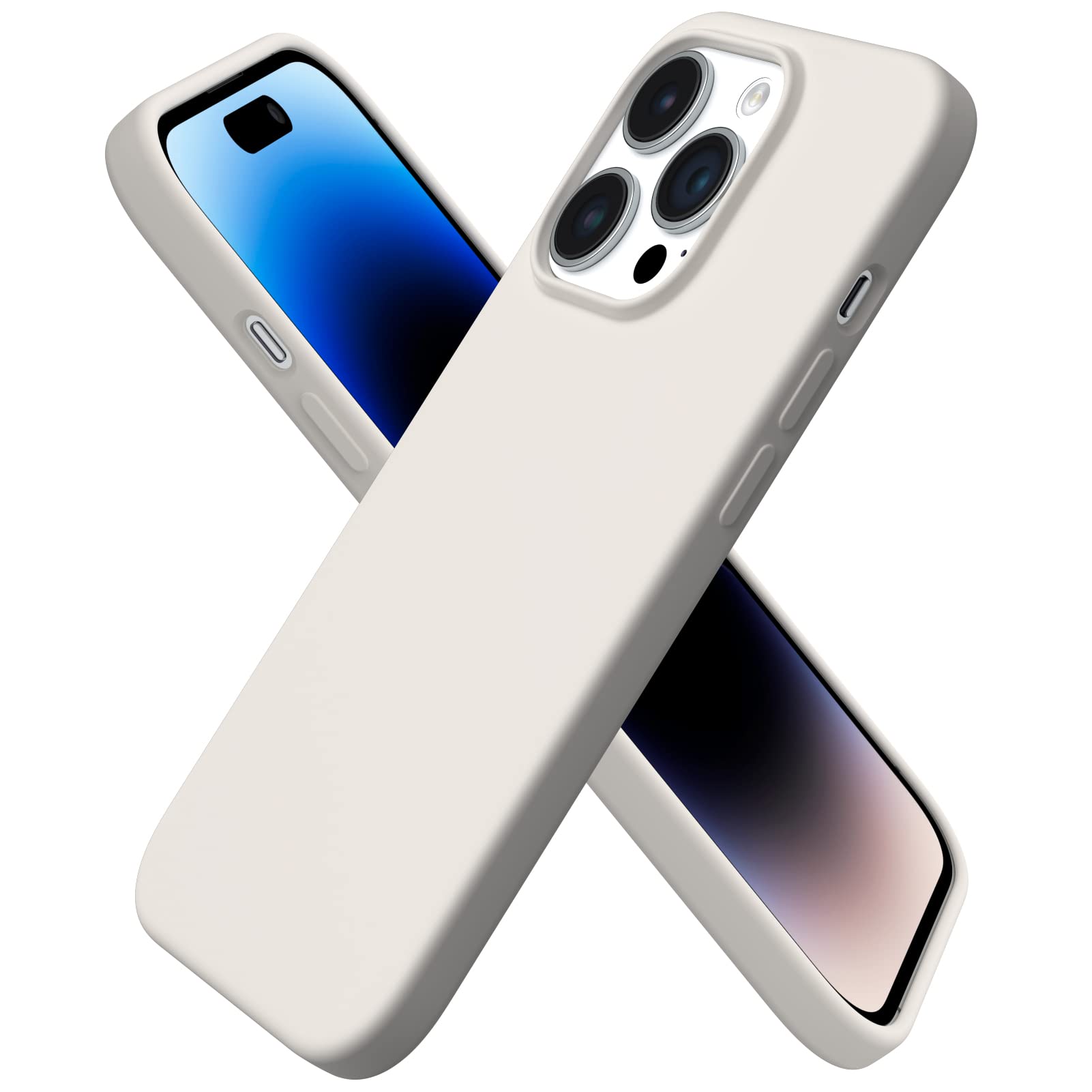 ORNARTO Compatible with iPhone 14 Pro Case 6.1, Slim Liquid Silicone 3 Layers Full Covered Soft Gel Rubber Phone Case Protective Cover with Microfiber