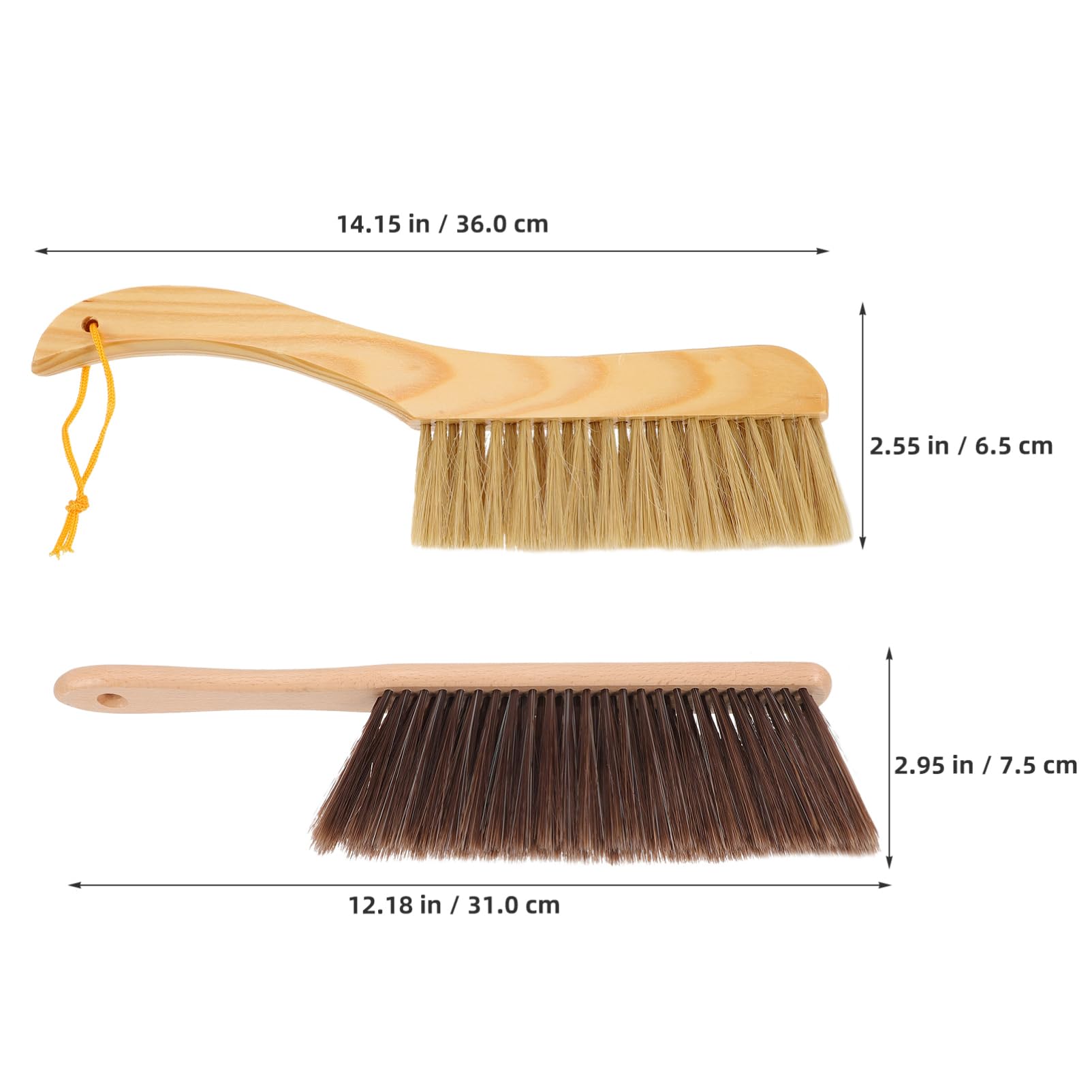 NULYLU 2Pcs Soft Brooms with Handle for Household Cleaning Portable Handheld Brushes for Furniture and Counter Easy to Use and Store
